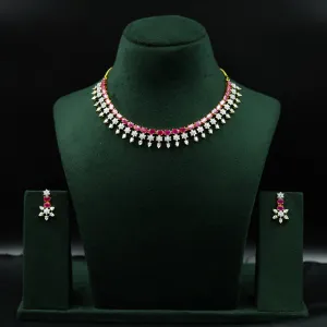 Round Neck Zircon/AD Necklace Set 12765-68