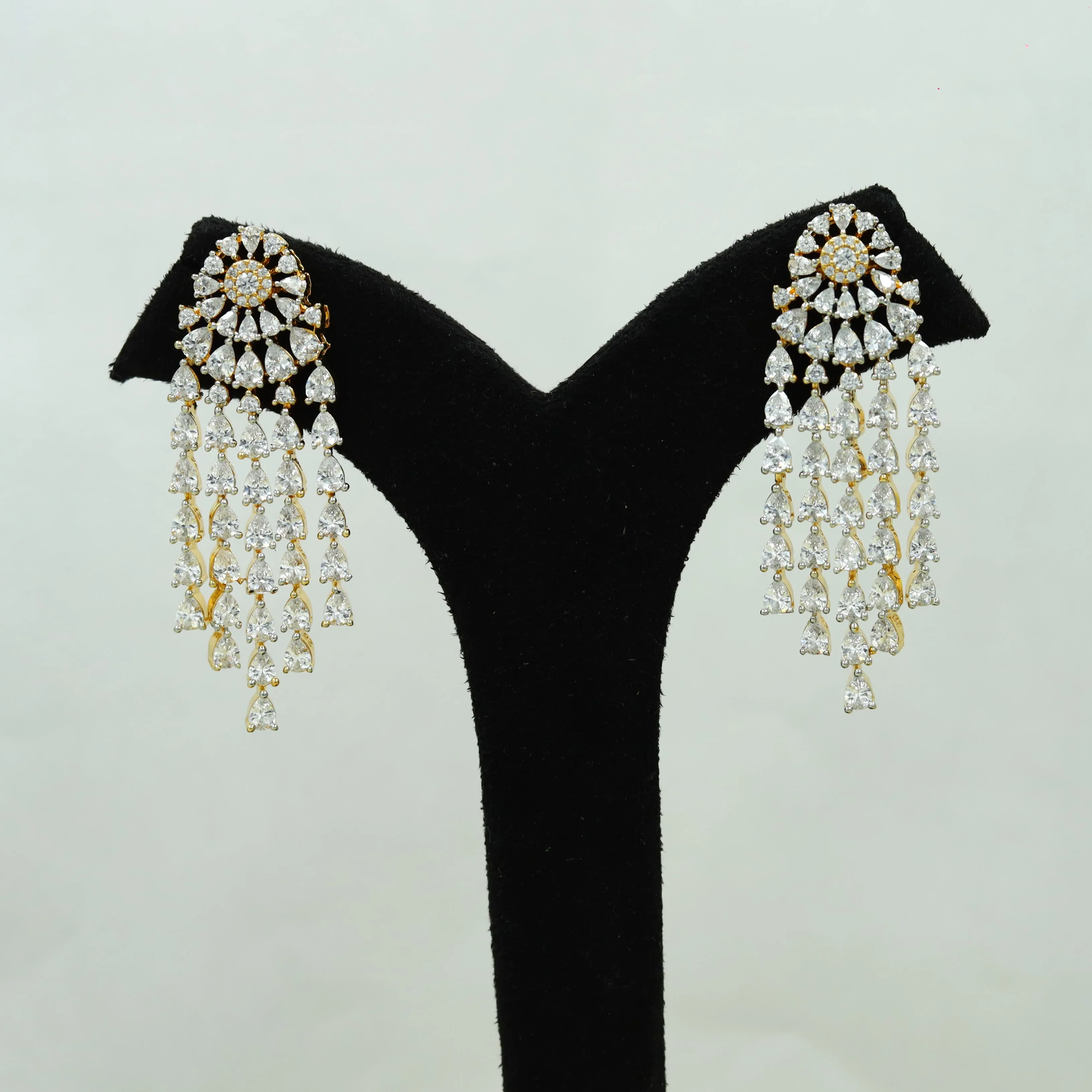 Round Neck Zircon/AD Necklace Set 12976-34