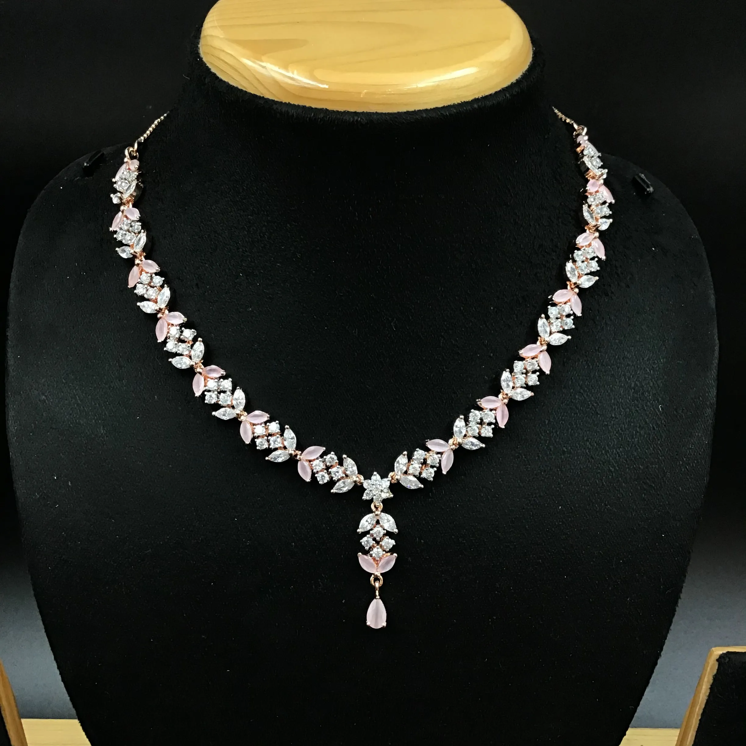 Round Neck Zircon/AD Necklace Set 3155-11
