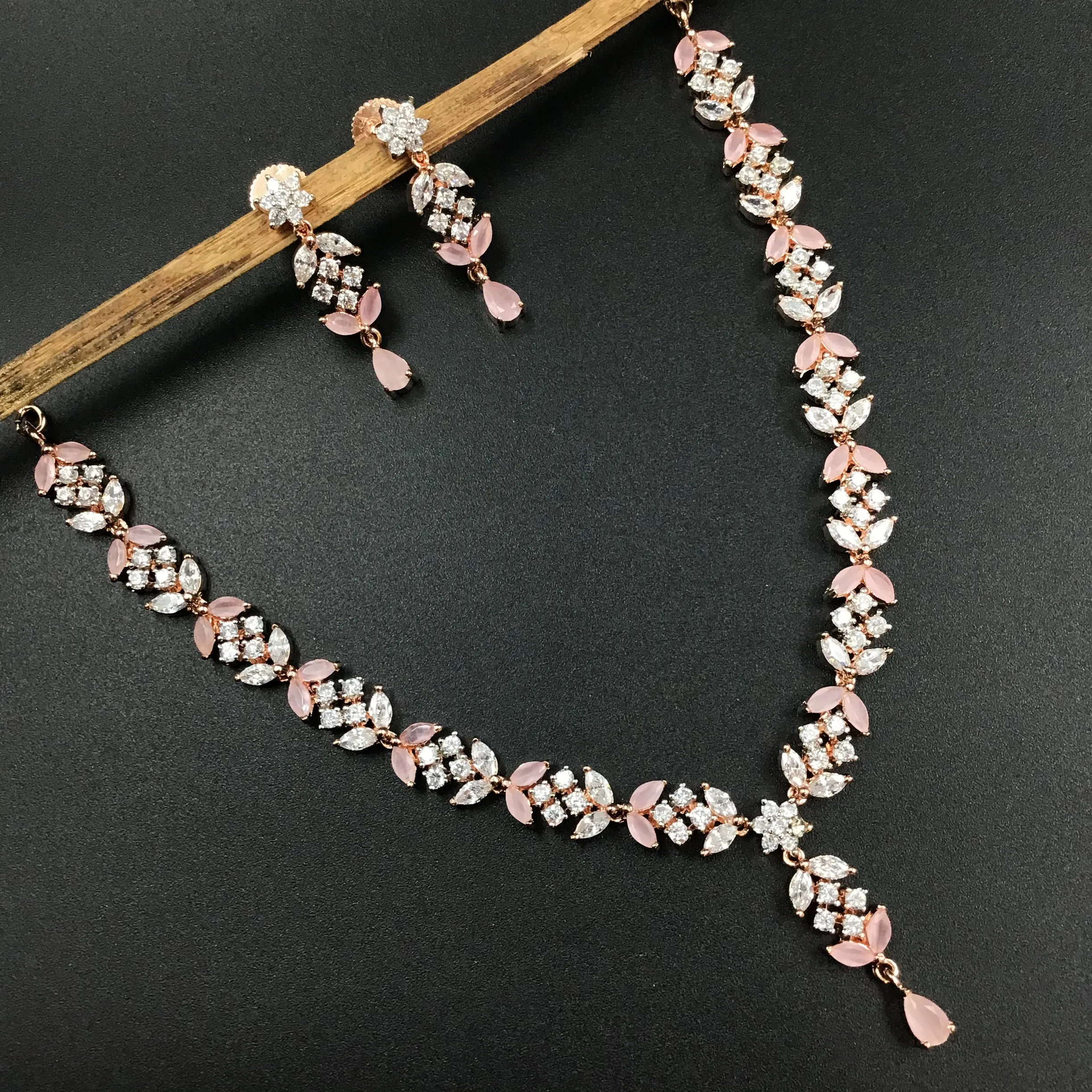 Round Neck Zircon/AD Necklace Set 3155-11