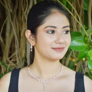 Round Neck Zircon/AD Necklace Set 3155-11