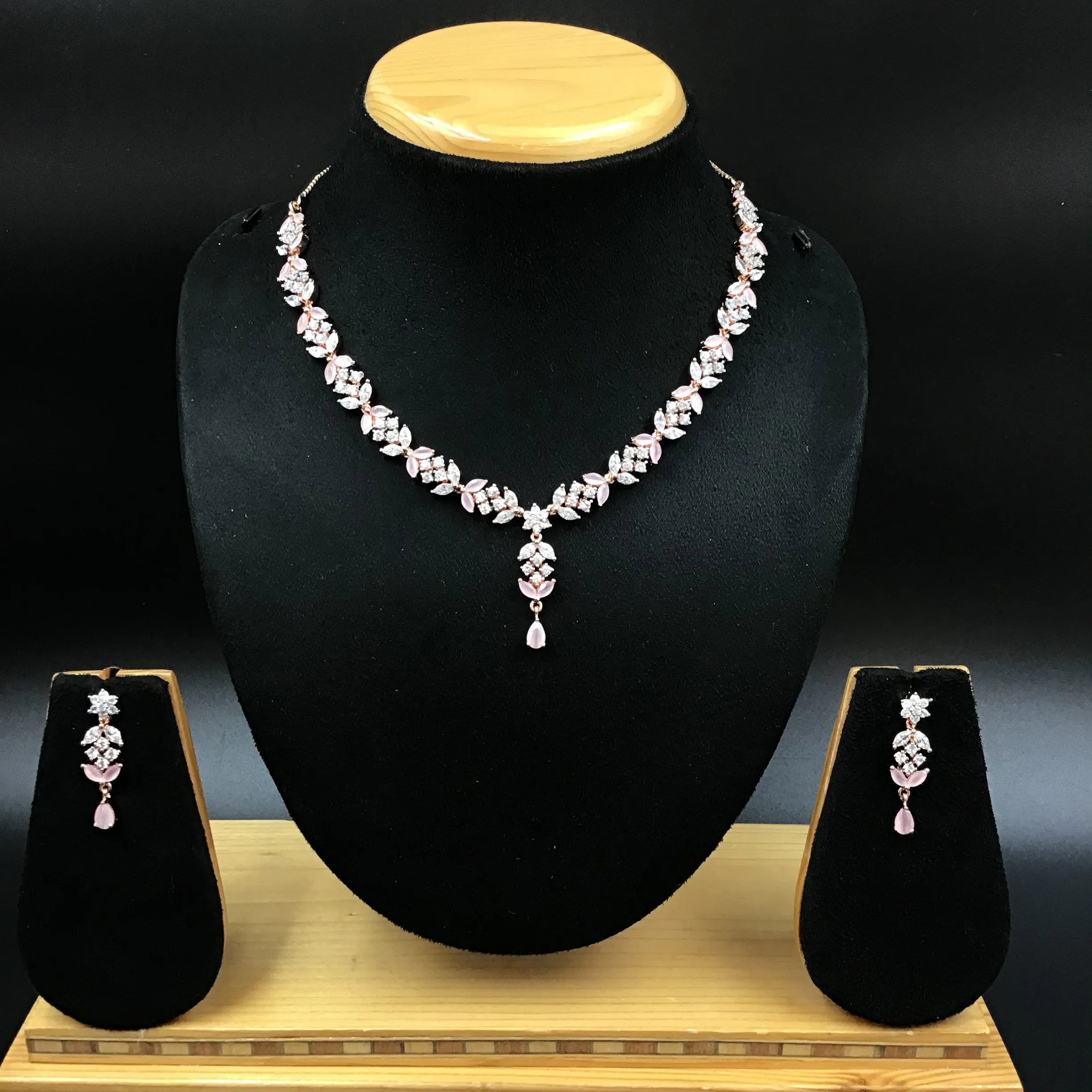Round Neck Zircon/AD Necklace Set 3155-11