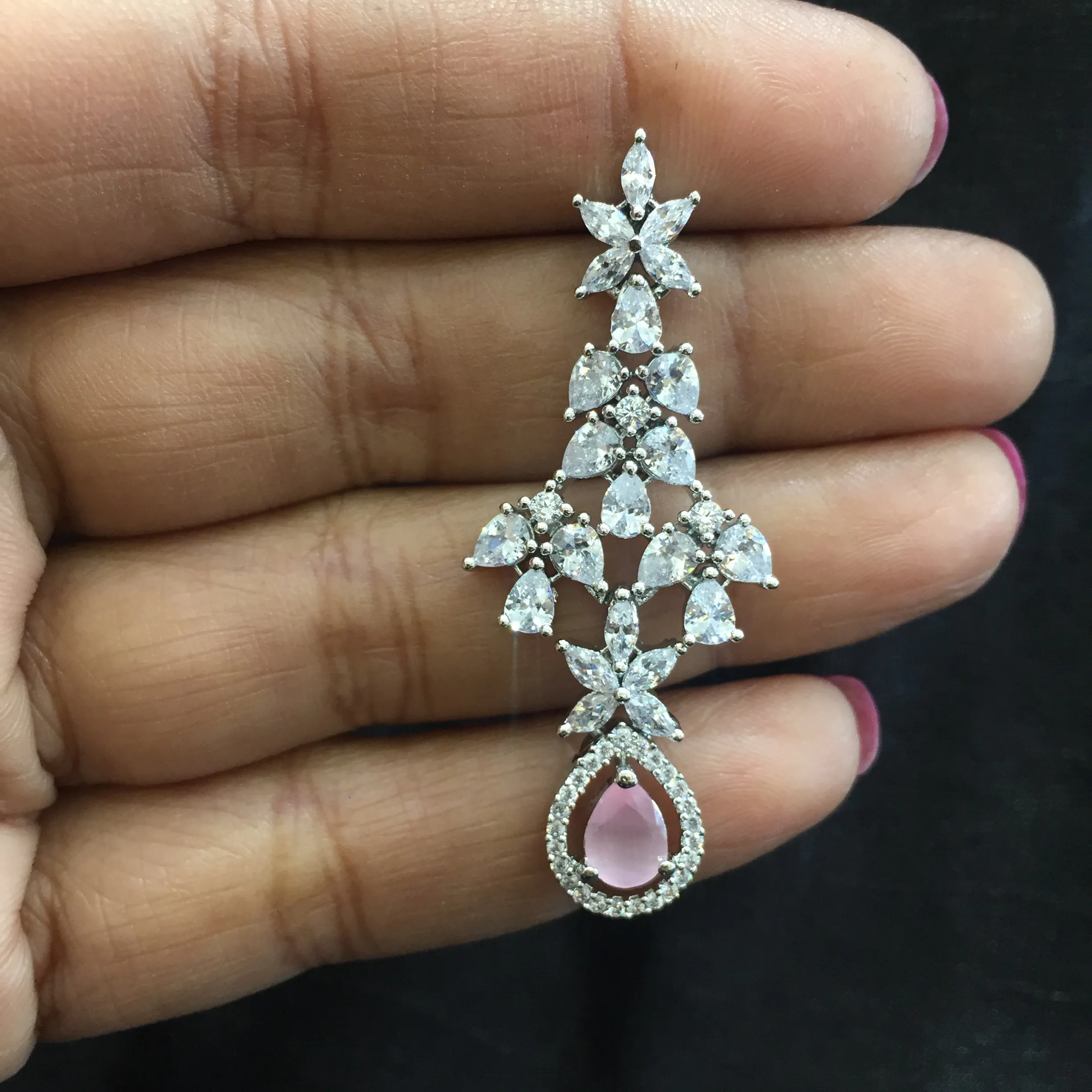 Round Neck Zircon/AD Necklace Set 5932-69