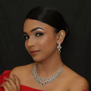 Round Neck Zircon/AD Necklace Set 5932-69