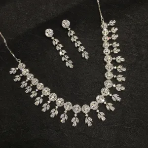 Round Neck Zircon/AD Necklace Set 6124-08