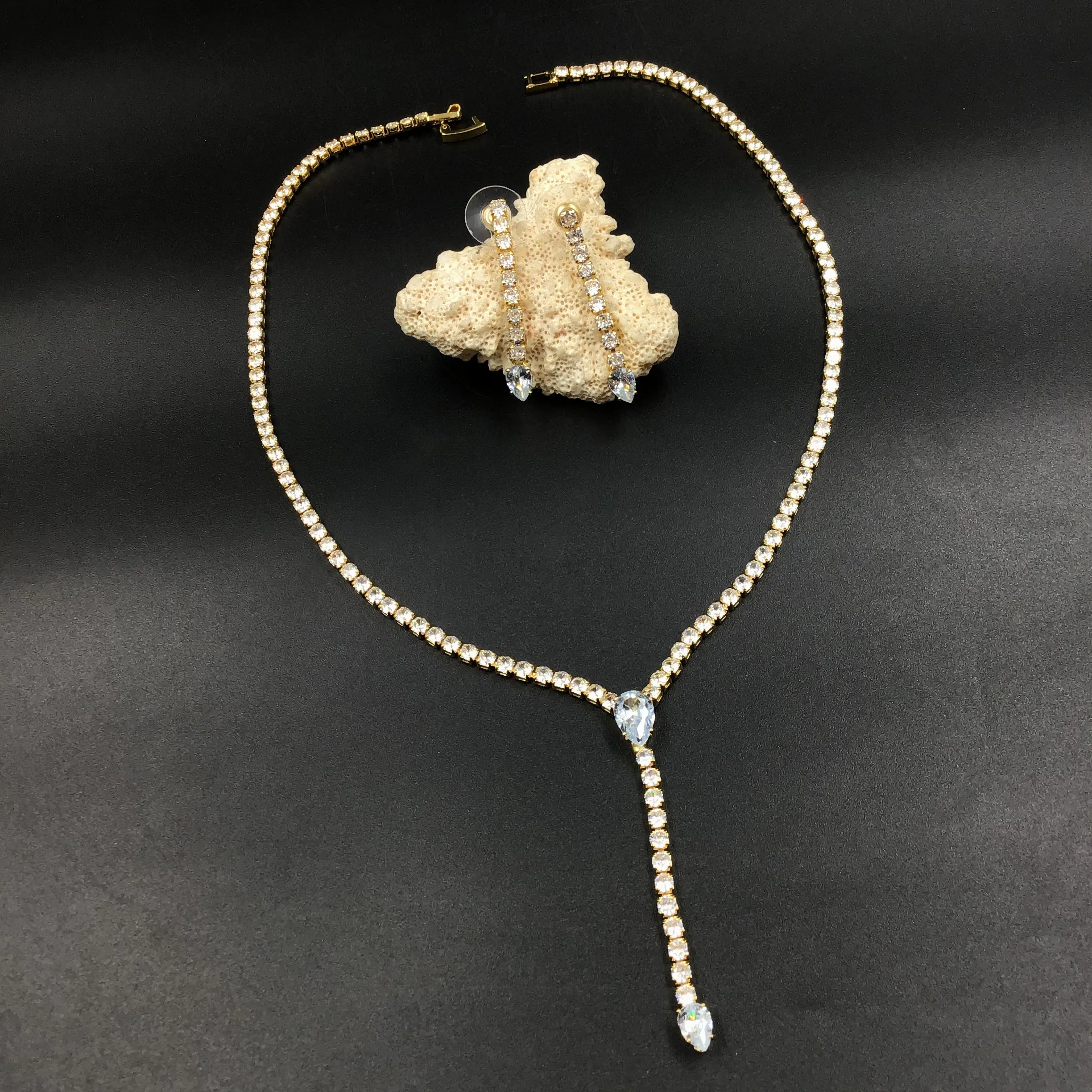 Round Neck Zircon/AD Necklace Set 7170-33