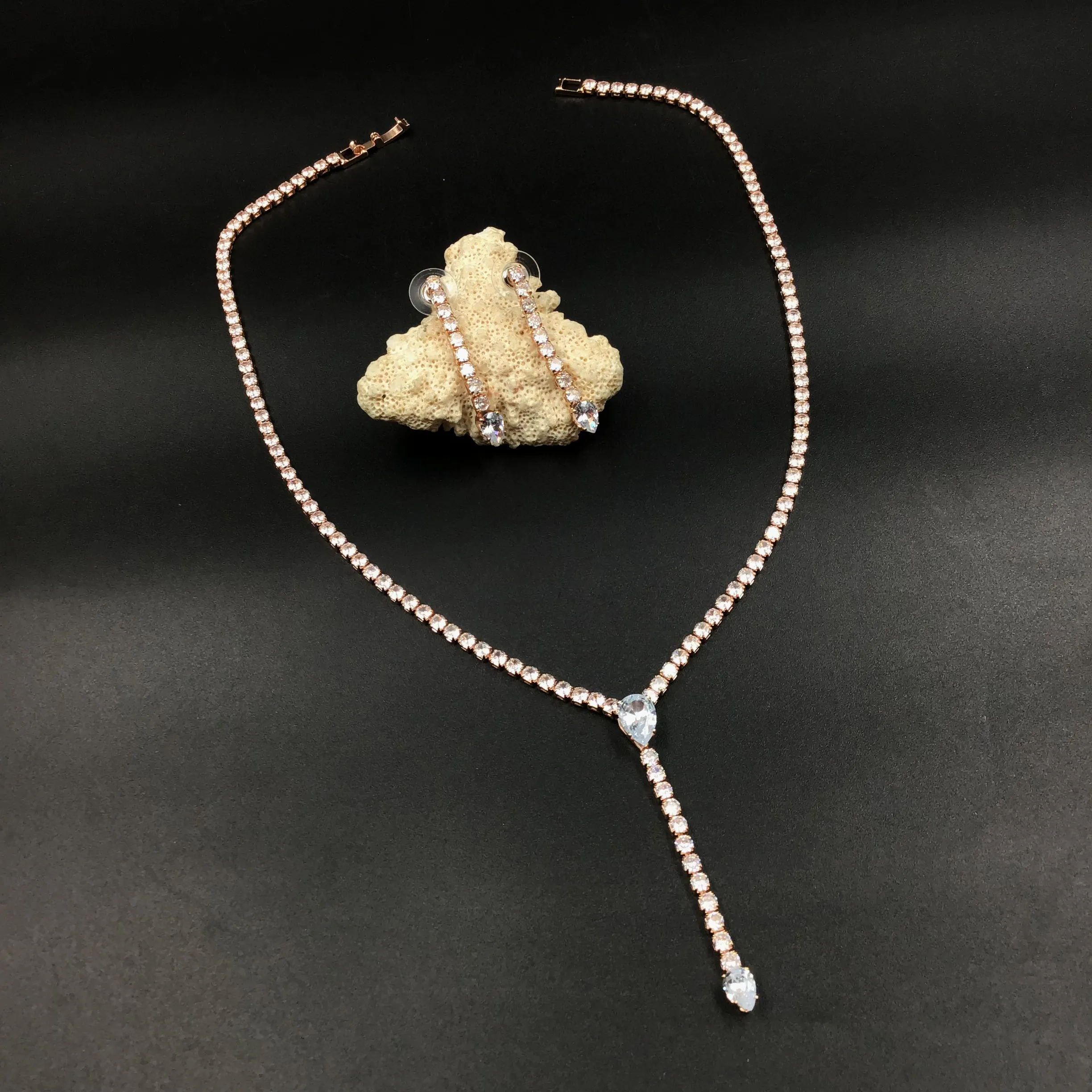 Round Neck Zircon/AD Necklace Set 7170-33