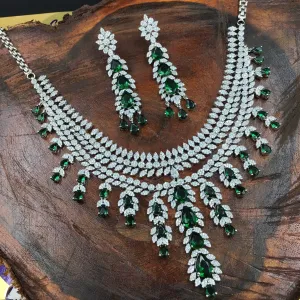 Round Neck Zircon/AD Necklace Set 8571-08