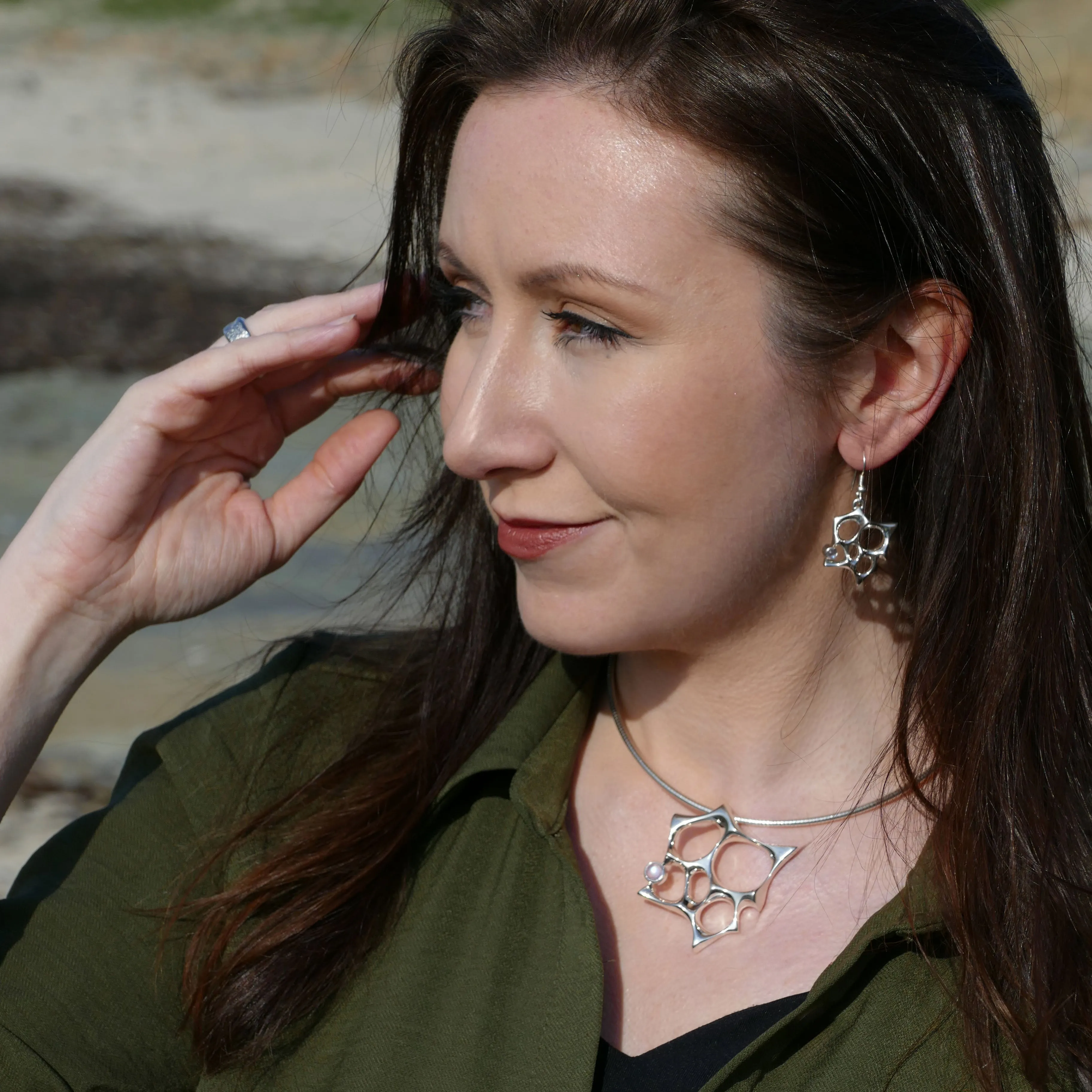 Sculpted By Time Dress Drop Earrings with Moonstone