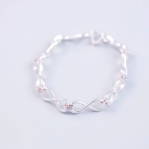Silver Light Amethyst June Birthstone Infinity Link Bracelet