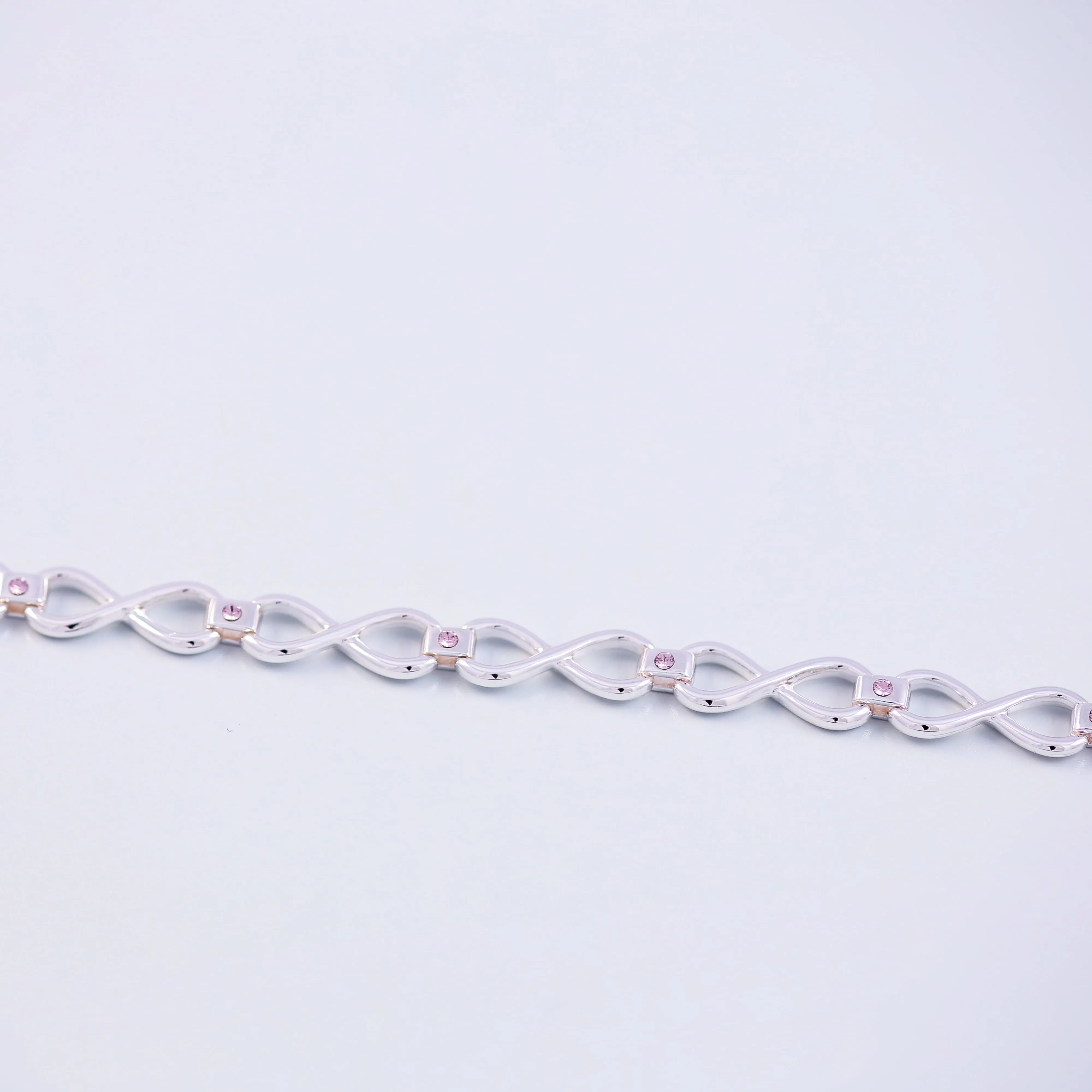 Silver Light Amethyst June Birthstone Infinity Link Bracelet