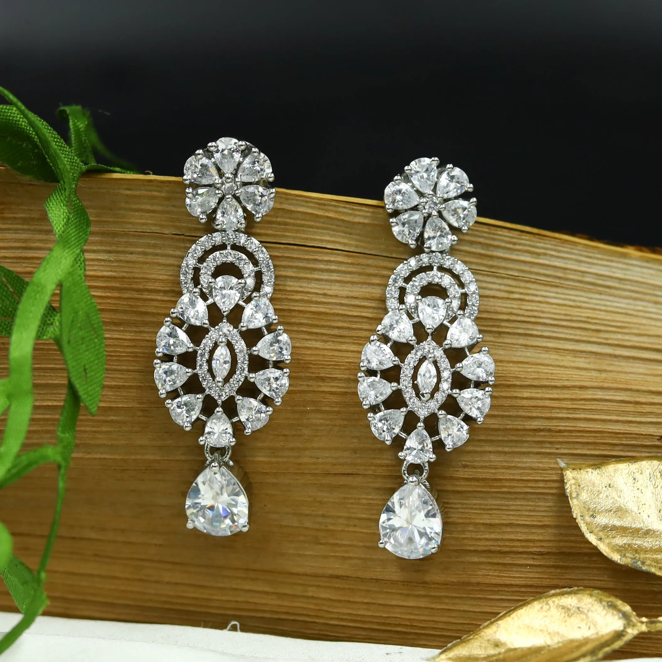 Silver Plated Zircon/AD Round Necklace Set 4967-9032
