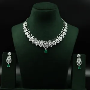 Silver Plated Zircon/AD Round Necklace Set 4967-9032