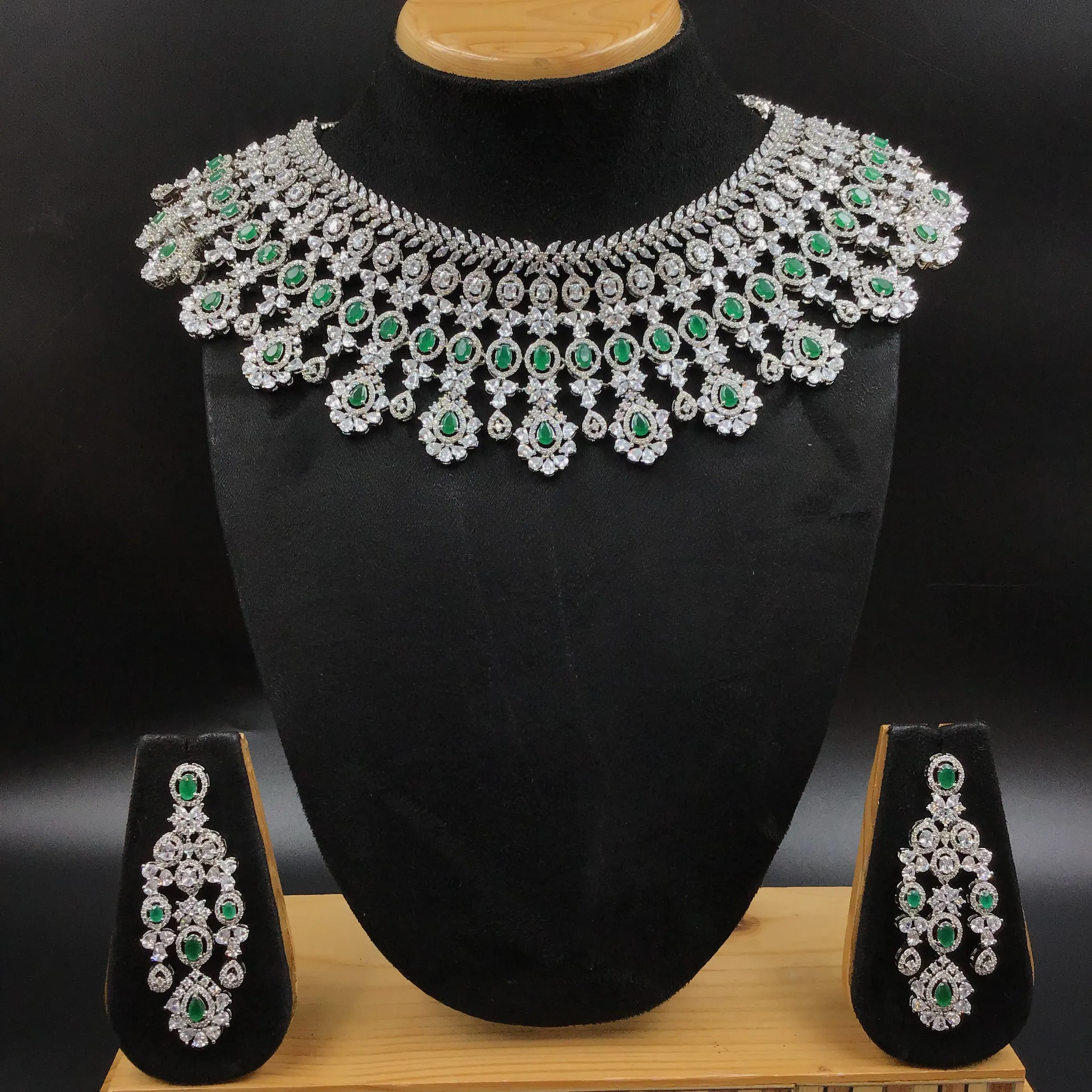 Silver Polish Zircon/AD Necklace Set 6765-69