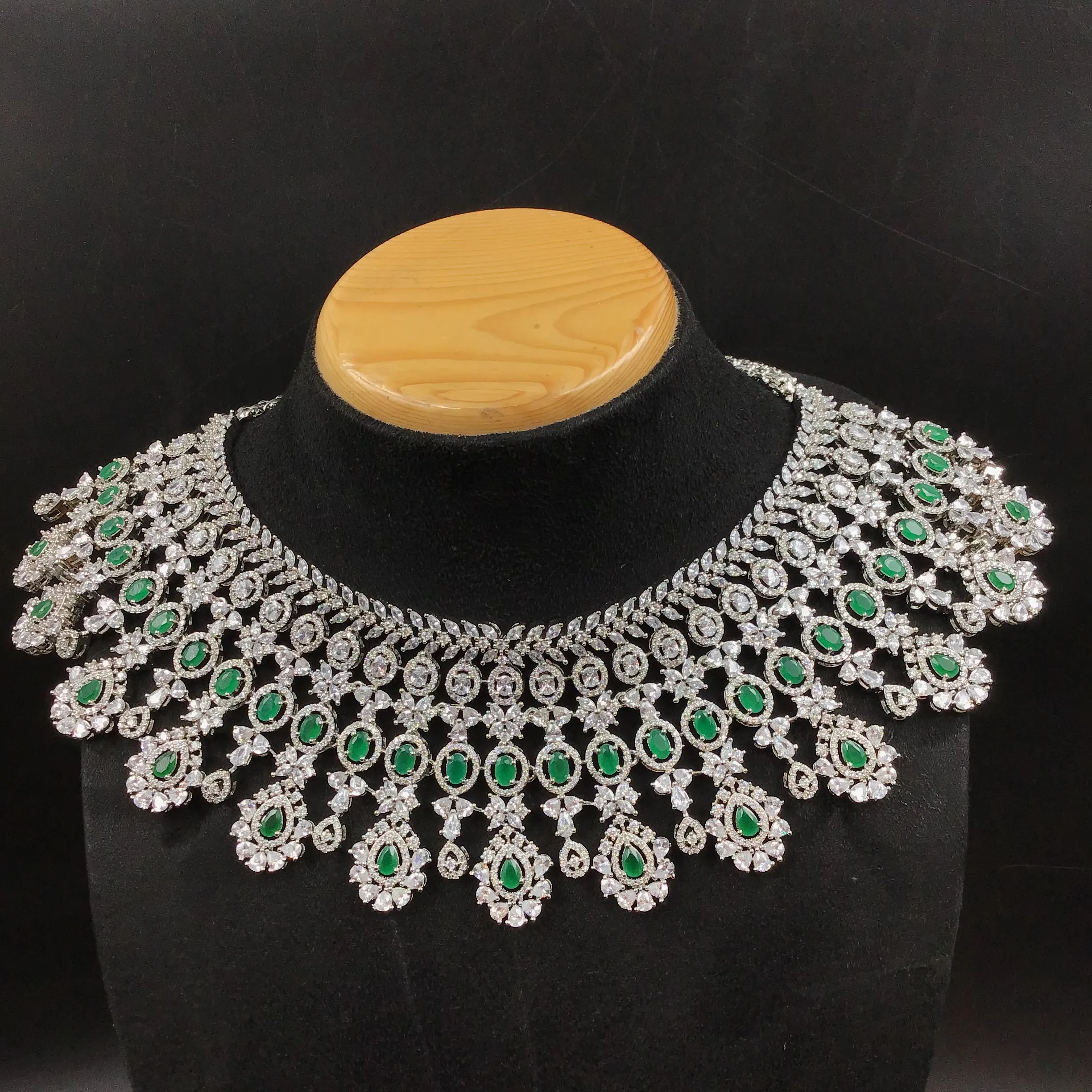 Silver Polish Zircon/AD Necklace Set 6765-69