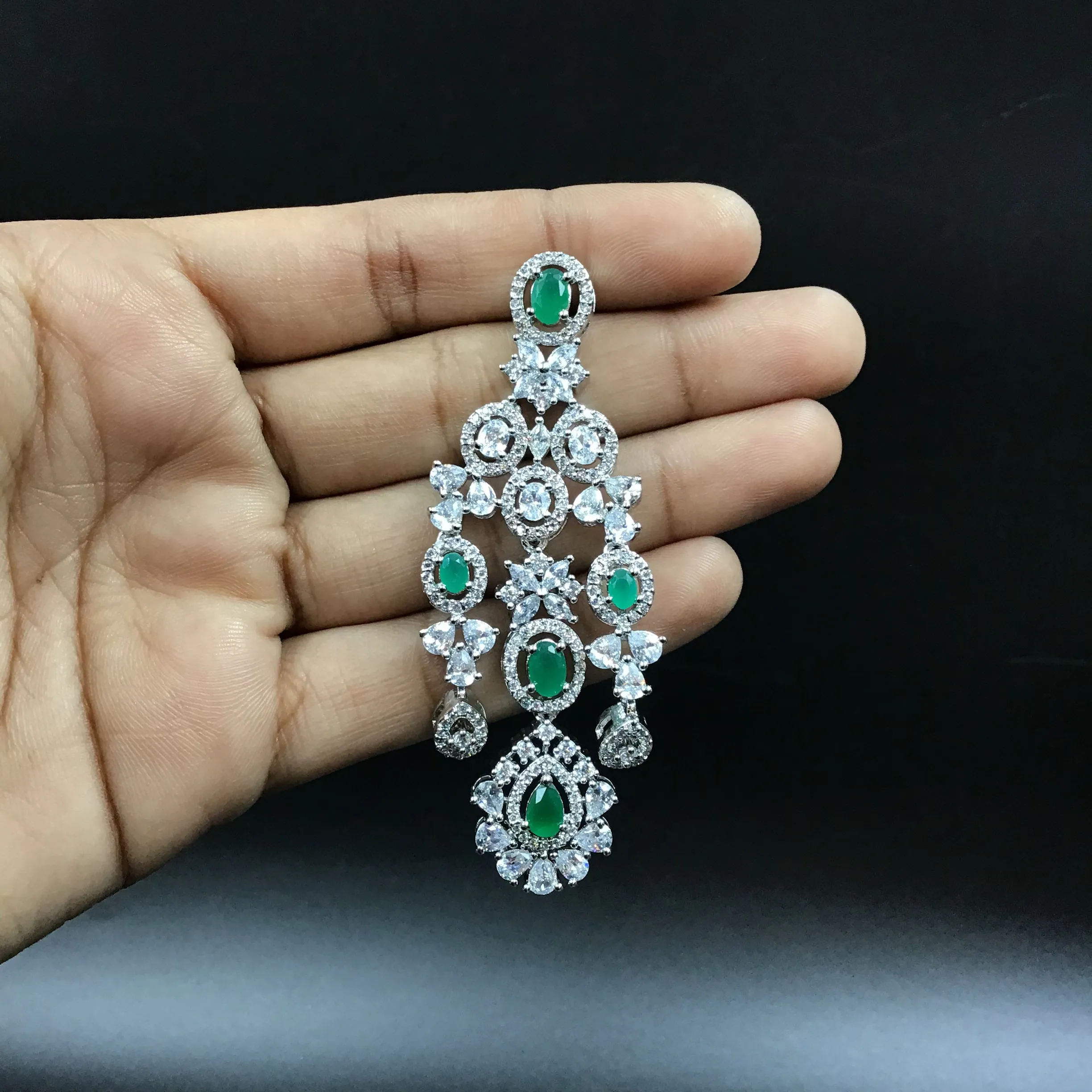 Silver Polish Zircon/AD Necklace Set 6765-69