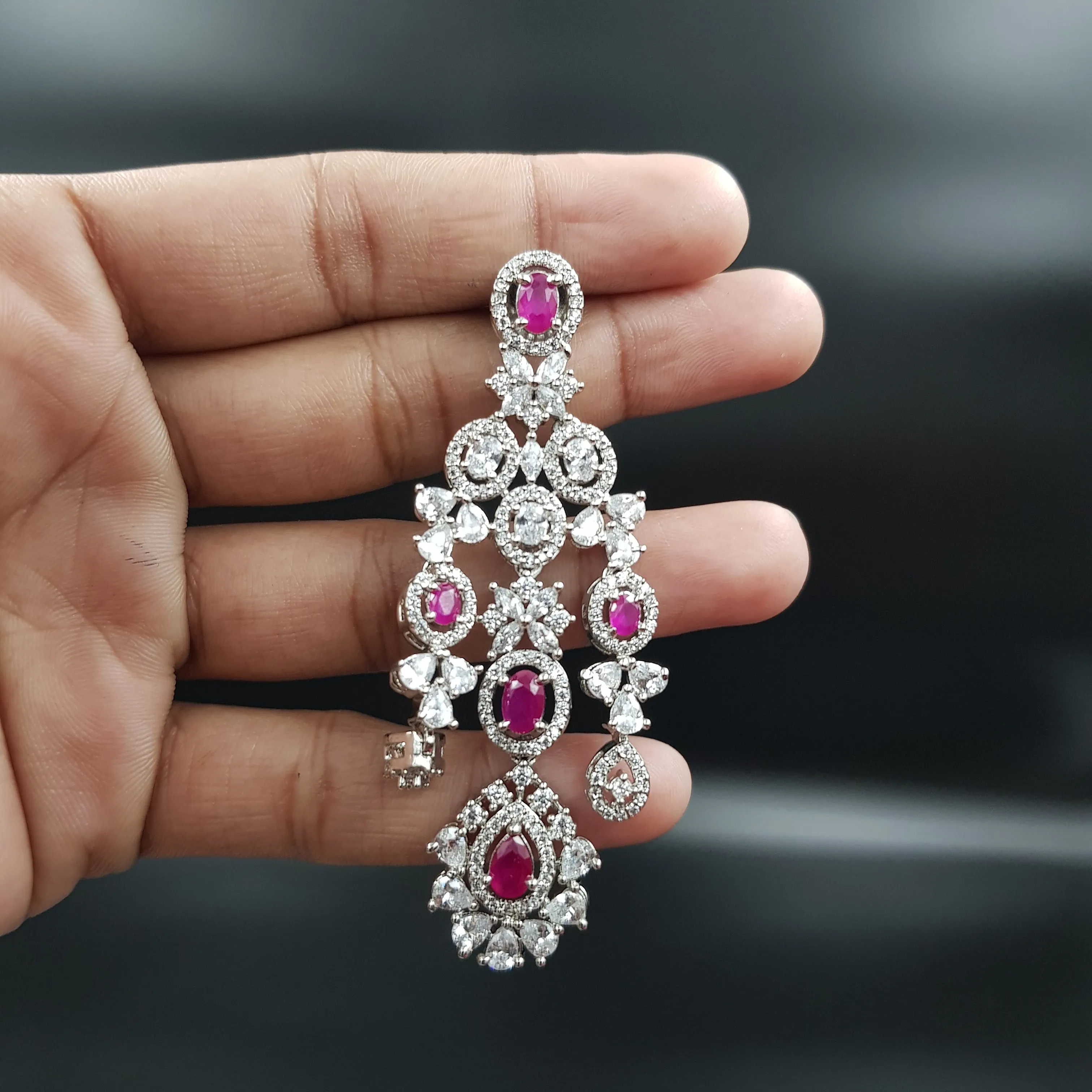 Silver Polish Zircon/AD Necklace Set 6765-69