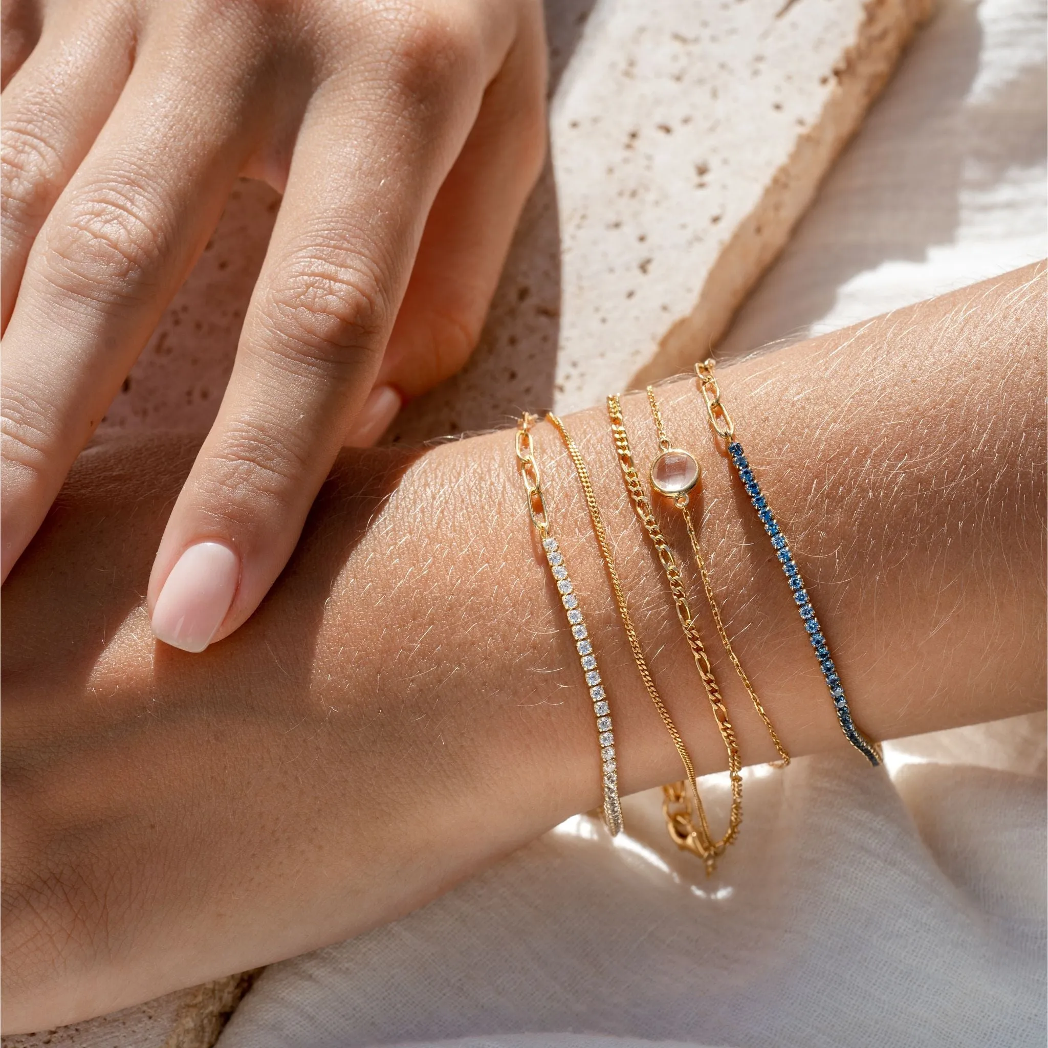 Silver Tennis Bracelet (Half) - White