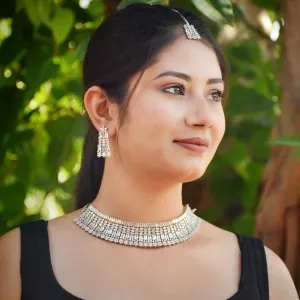 Silver Zircon/AD Choker  Set 16912-4060