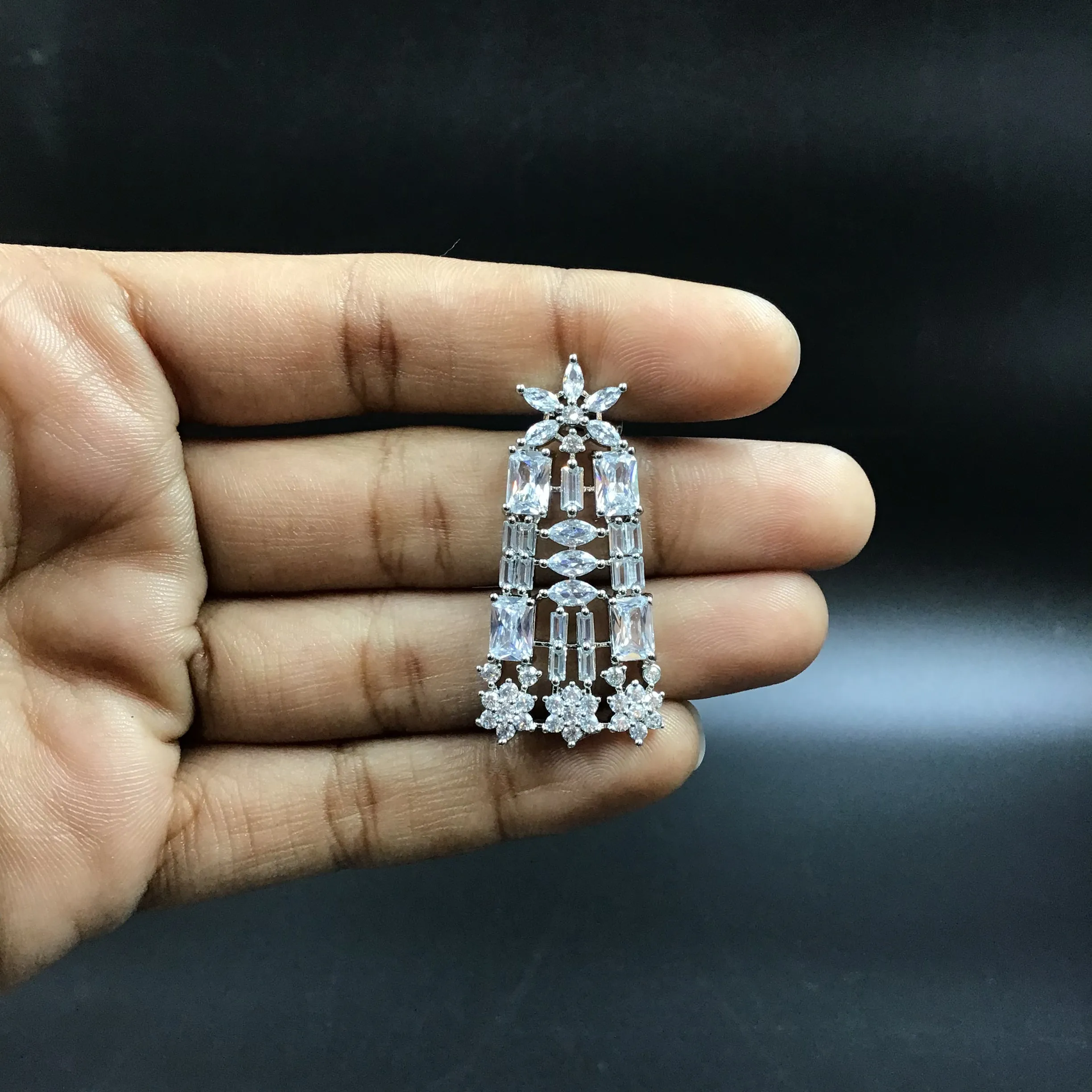 Silver Zircon/AD Choker  Set 16912-4060