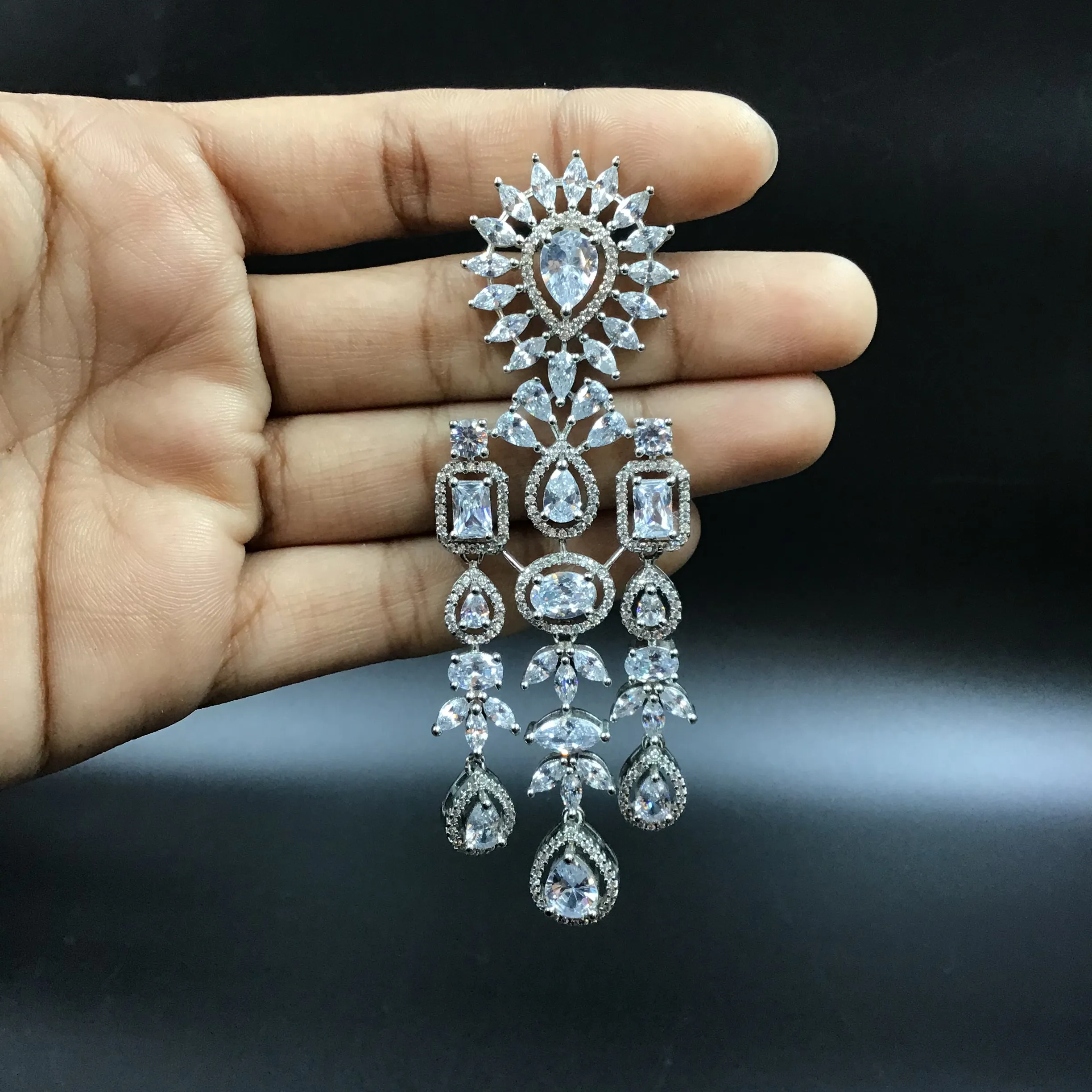 Silver Zircon/AD Necklace Set 15212-2359