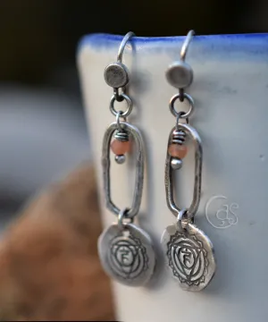 Solar Plexus Chakra Earrings. Fine Silver Dangle Earrings. Moonstone Earrings. Peach Moonstone Gemstones.