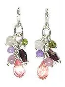 Sterling Silver Gemstone Beaded Hook Earrings with Cherry Quartz Briolette Drops
