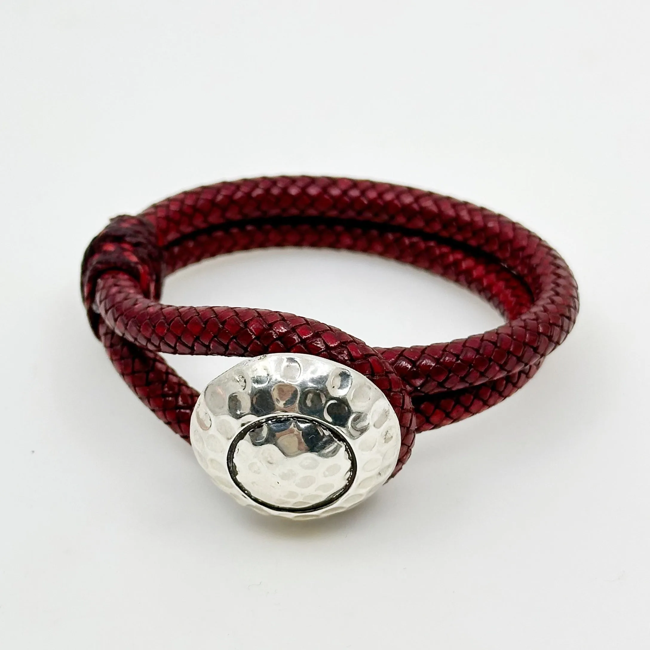 sterling silver leather bracelet