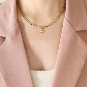 Stylish zircon letter pendant necklace