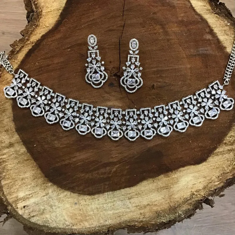 Stylish Zircon/AD Choker Set 14437-1527