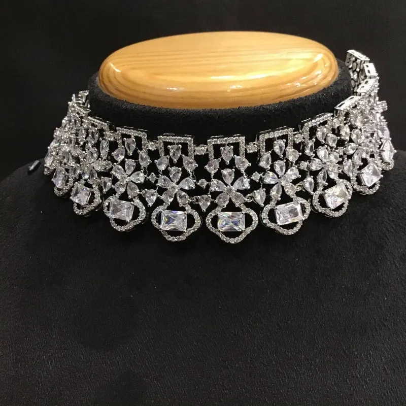 Stylish Zircon/AD Choker Set 14437-1527