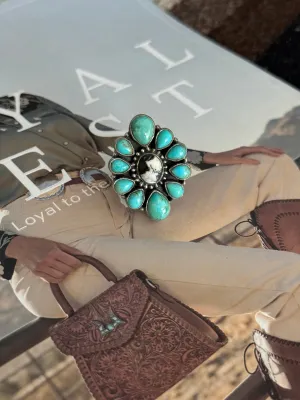 The Adjustable White Buffalo & Turquoise Ring