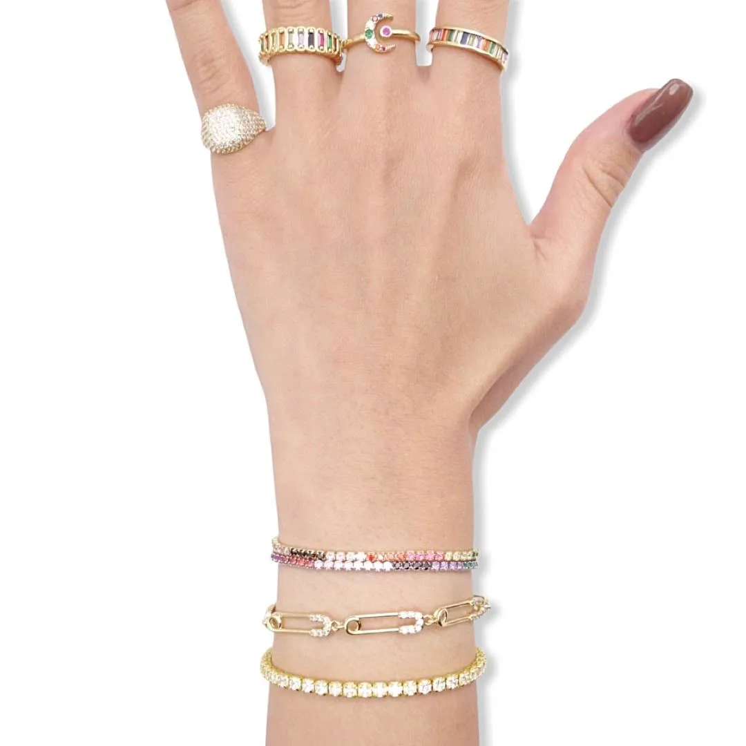 Thin CZ Rainbow Tennis Bracelet