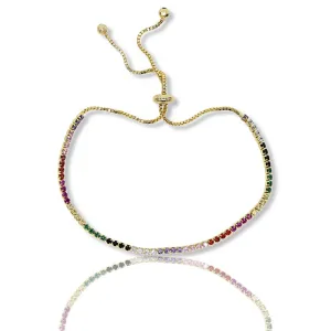 Thin CZ Rainbow Tennis Bracelet