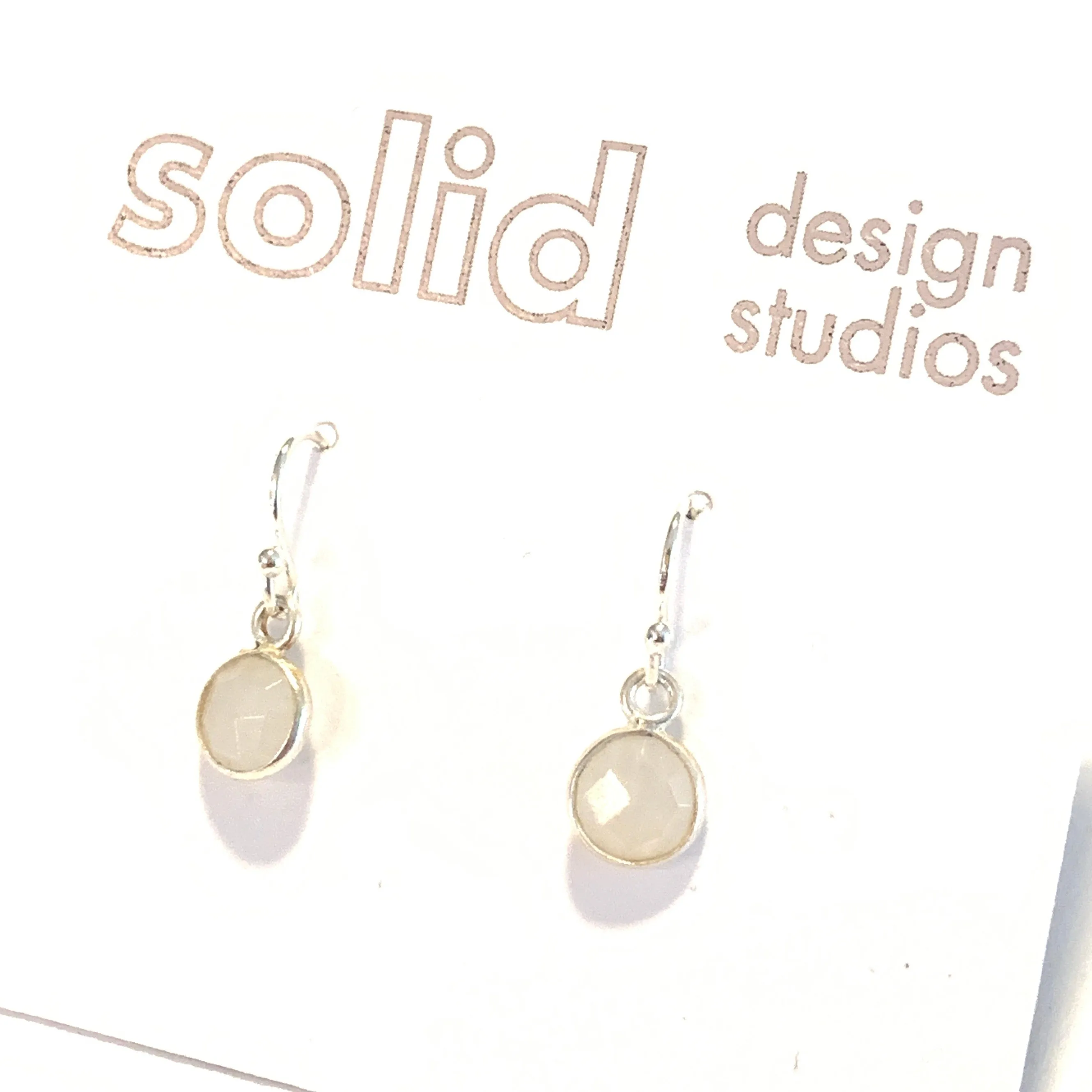 Tiny Rainbow Moonstone & Sterling Silver Bezeled Earrings