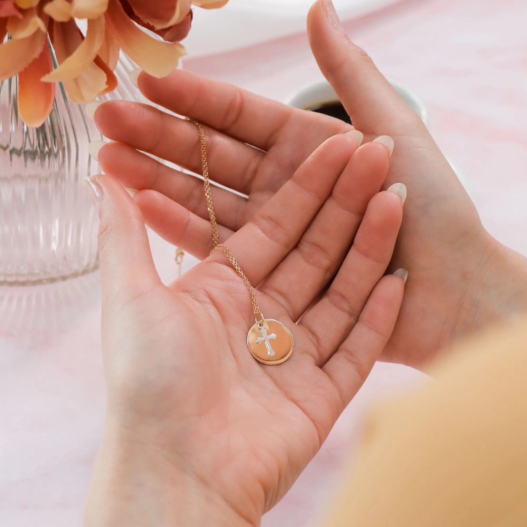 Versatile Cross Charm Disc Pendant