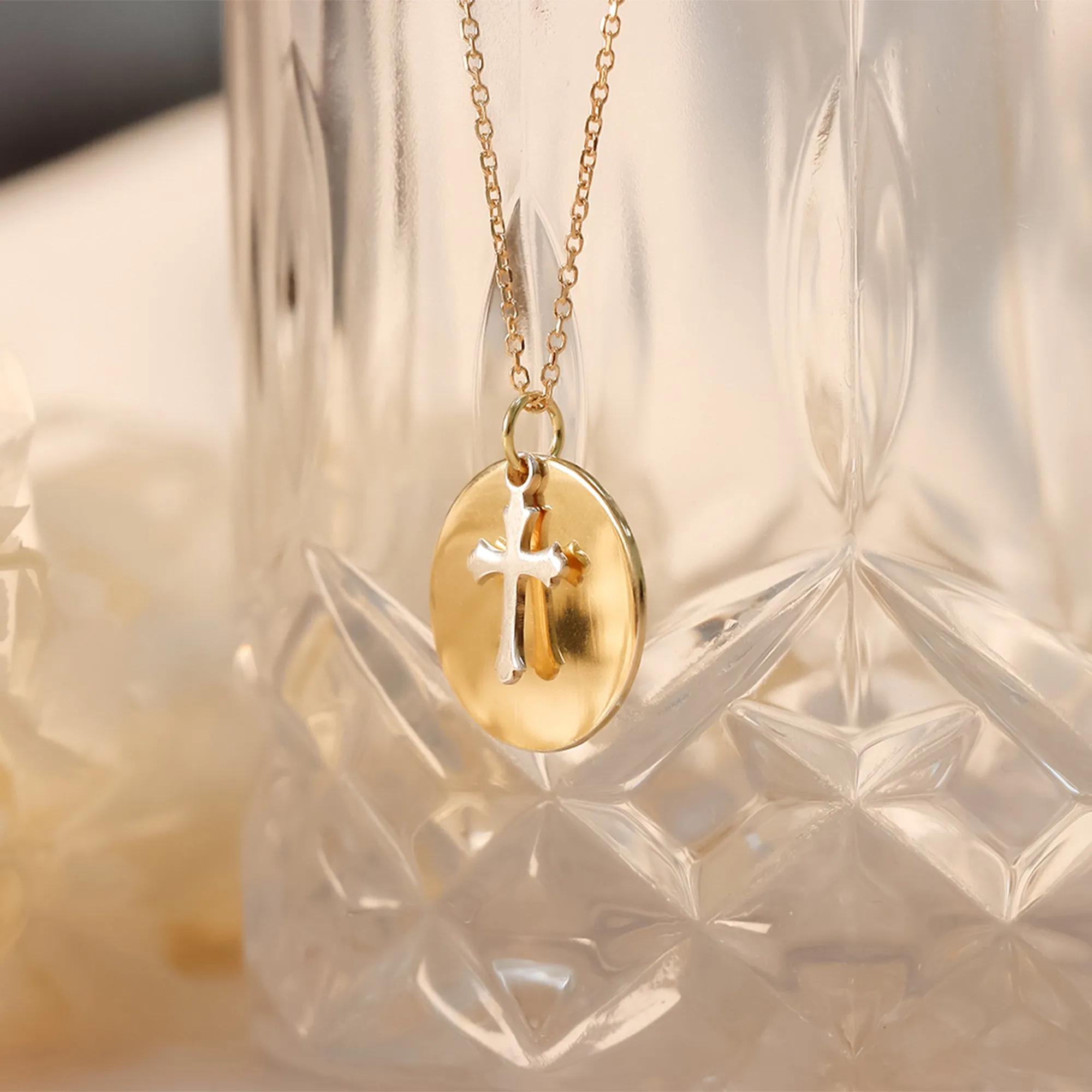 Versatile Cross Charm Disc Pendant