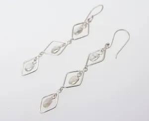 Wire Diamond Earrings with Moonstone
