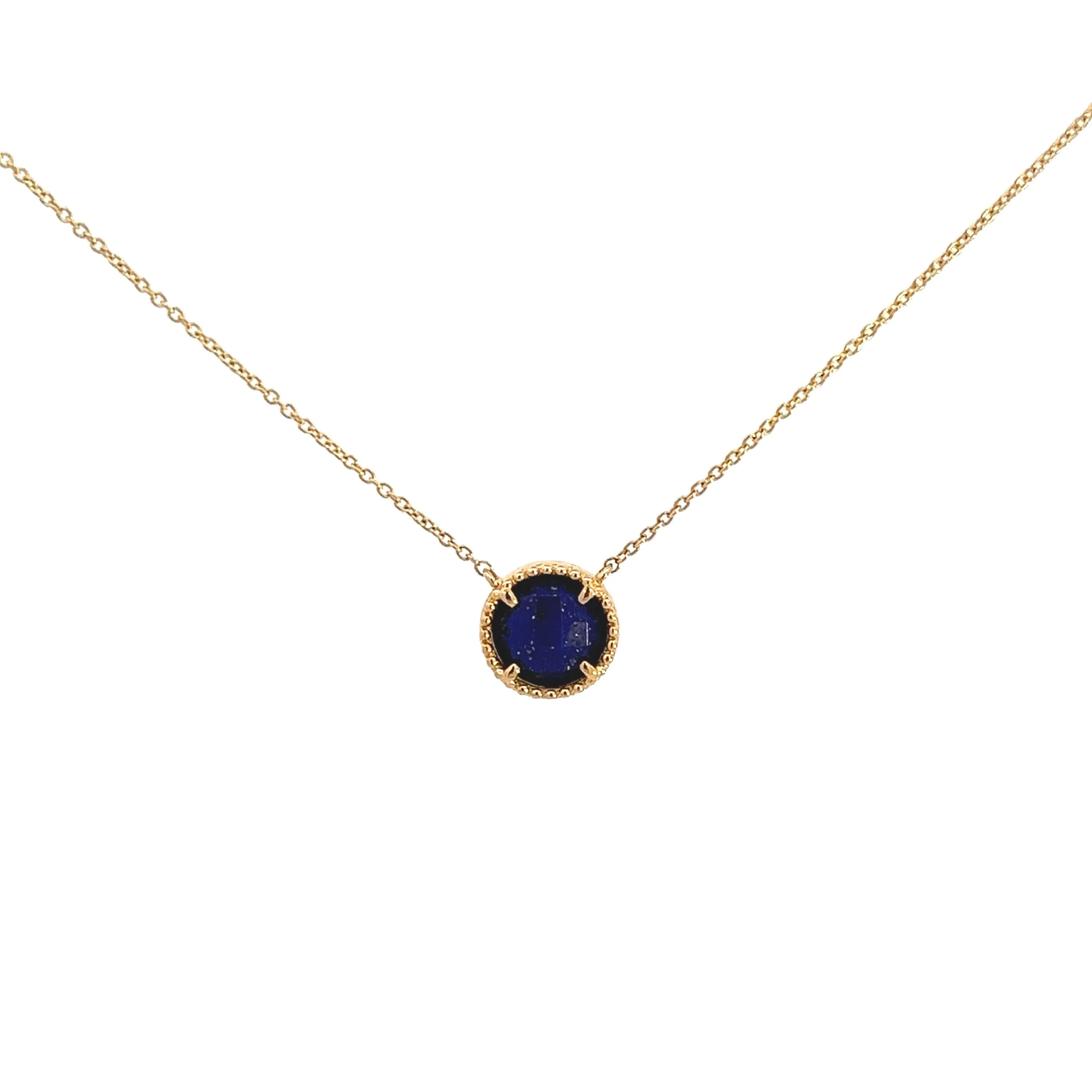 Yellow and rose gold necklaces with a rose quartz, lapis lazuli or peridot pendant