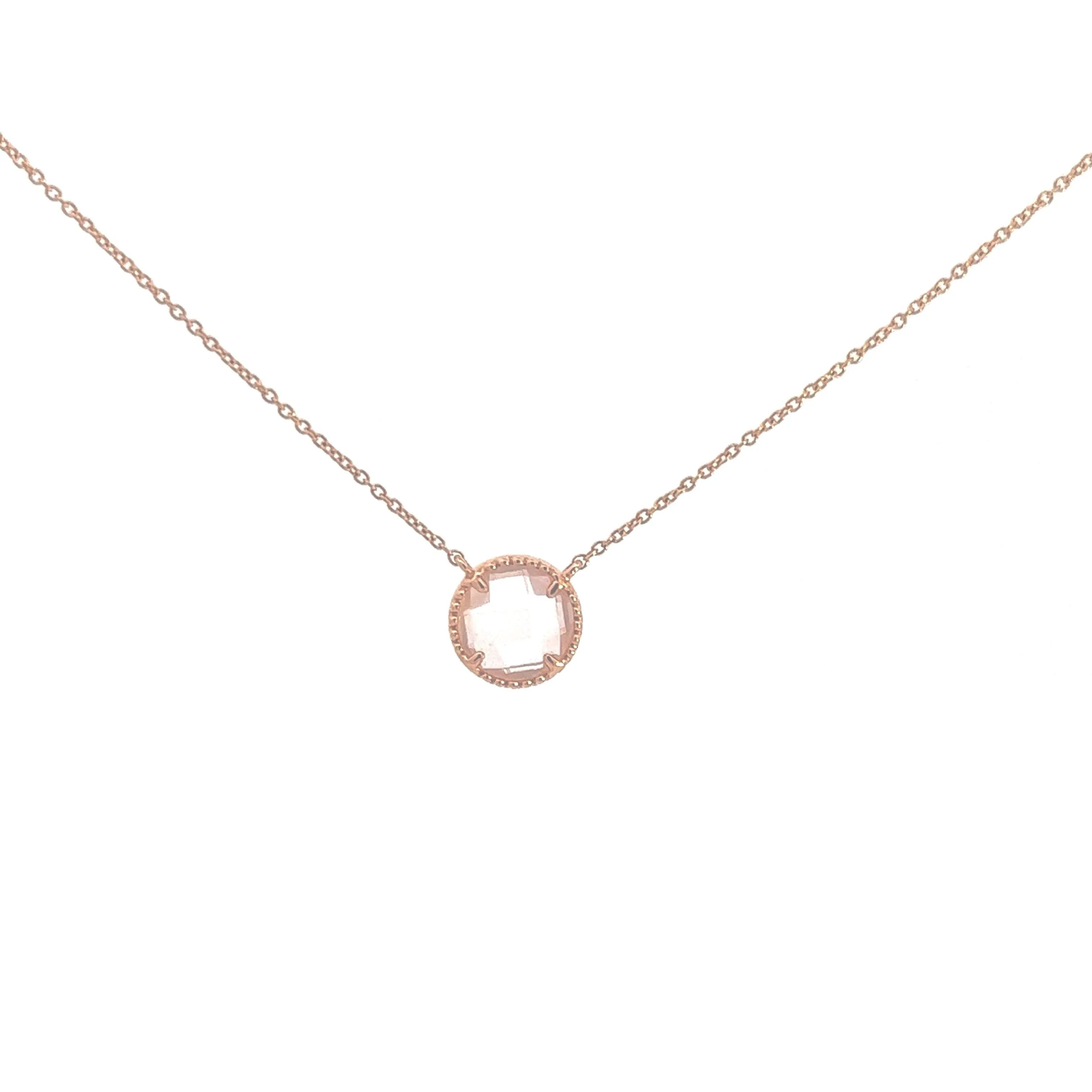 Yellow and rose gold necklaces with a rose quartz, lapis lazuli or peridot pendant